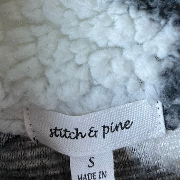 Stitch & Pine Size Small Checker Sherpa Full Zip Jacket Monochrome Cottagecore - Picture 4 of 5